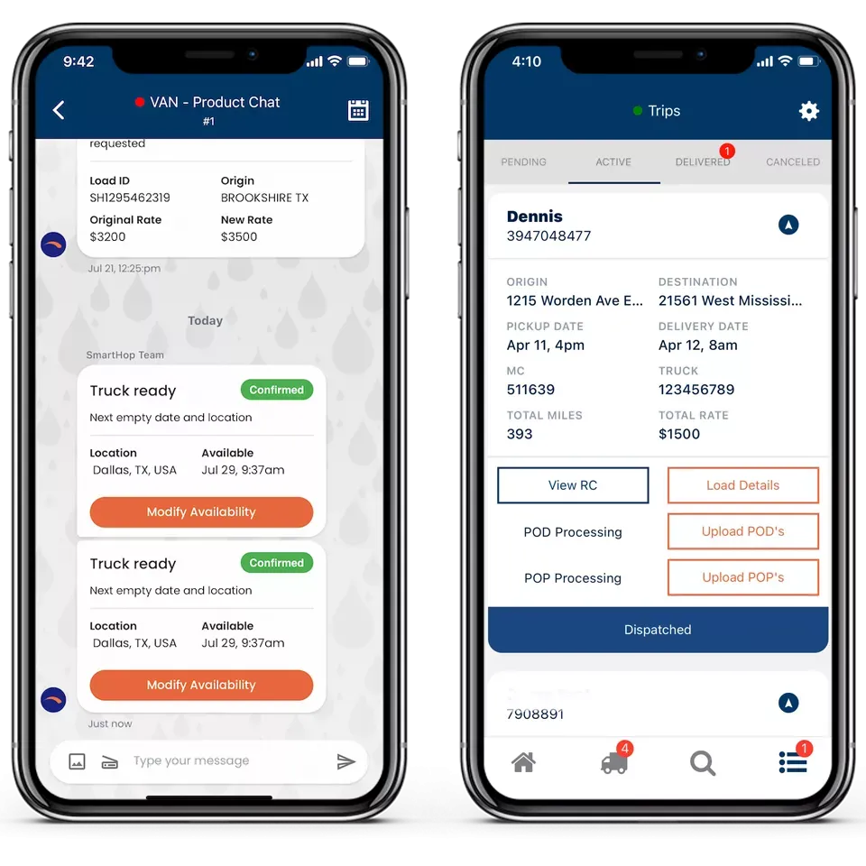 SmartHop fleet management app for truck fleet owners